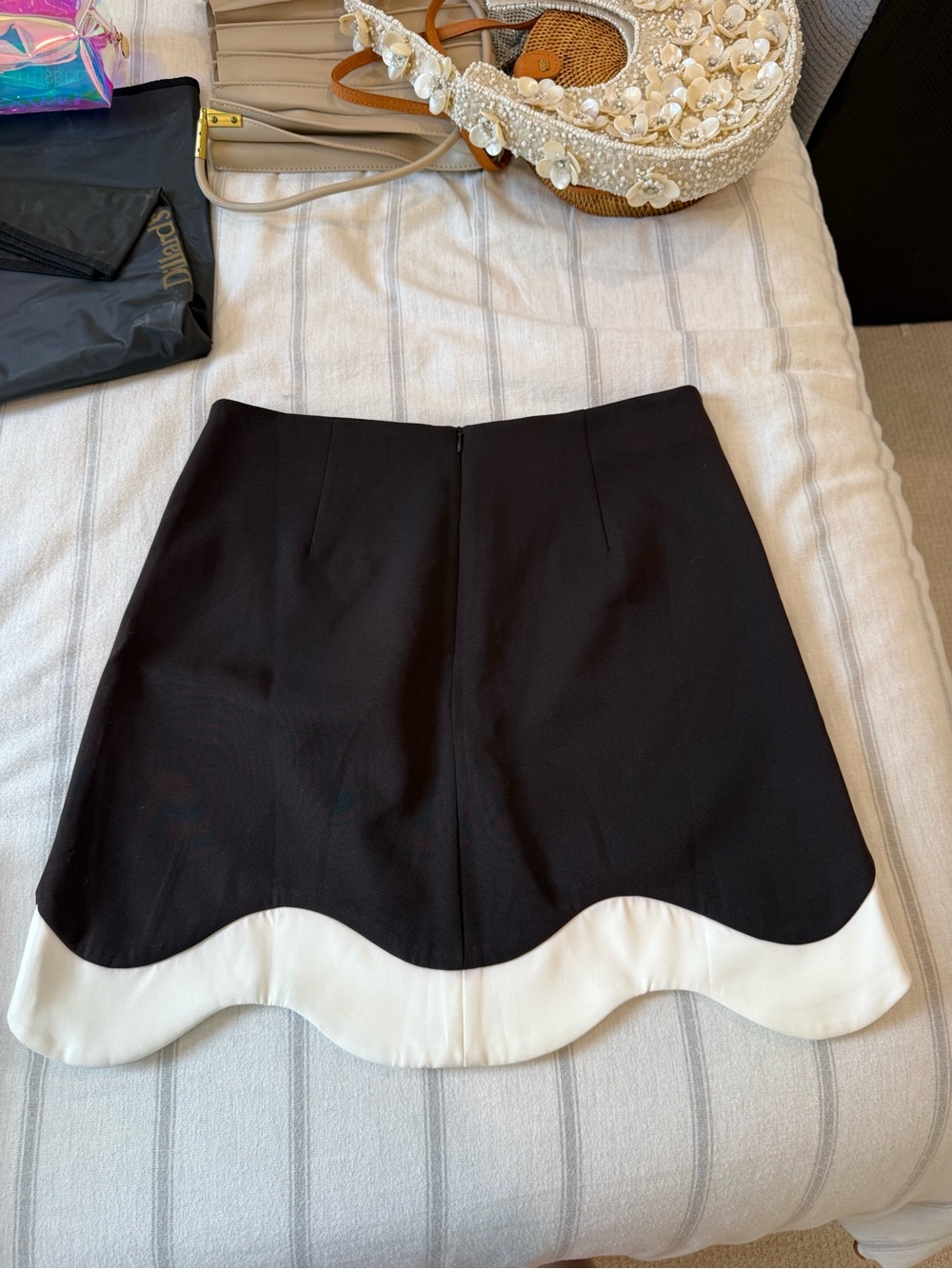 AUREUM Black Skirt with White Scalloped Hem